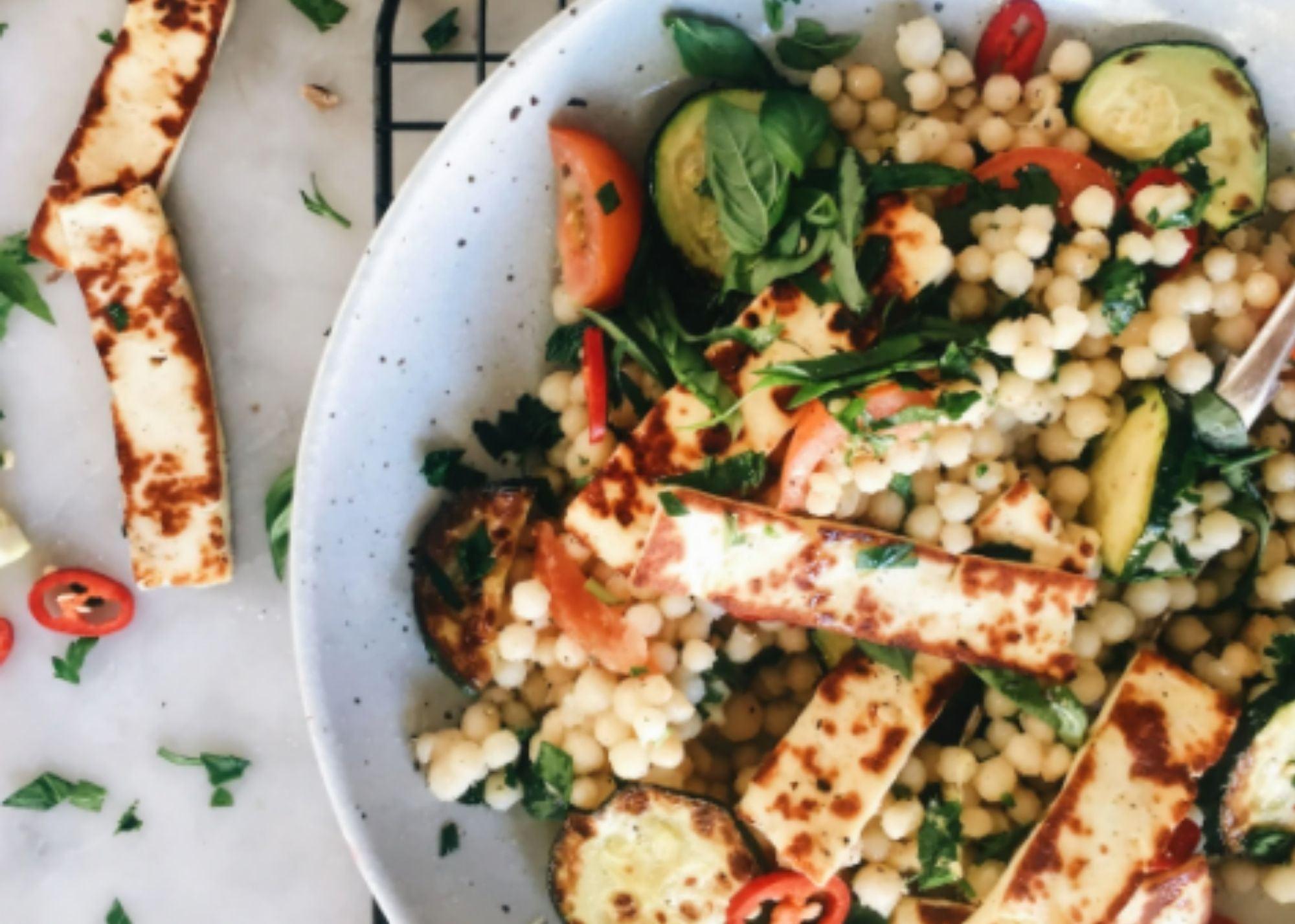 RECIPE: Char-grilled Vegetables, haloumi and pearl Cous Cous Salad with Bagdad Foods Original Dressing - The Hamilton Hamper
