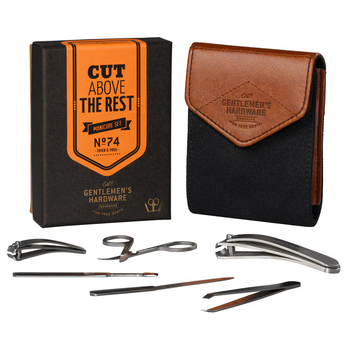 Manicure Set Charcoal Canvas