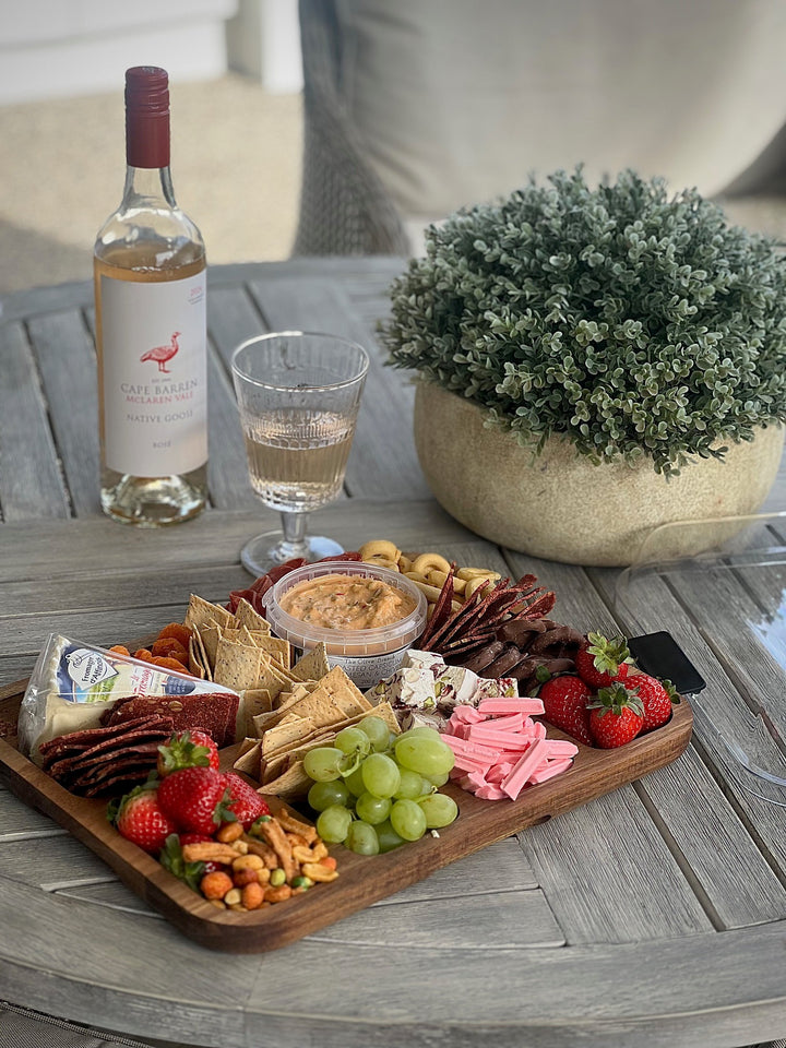 Alfresco Lane 6 Compartment Rectangular Grazing Platter with Lid - Acacia Wood
