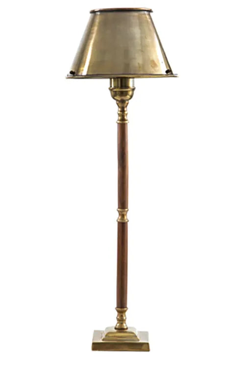 Lamp Antique Brass and Dark Wood - The Hamilton Hamper